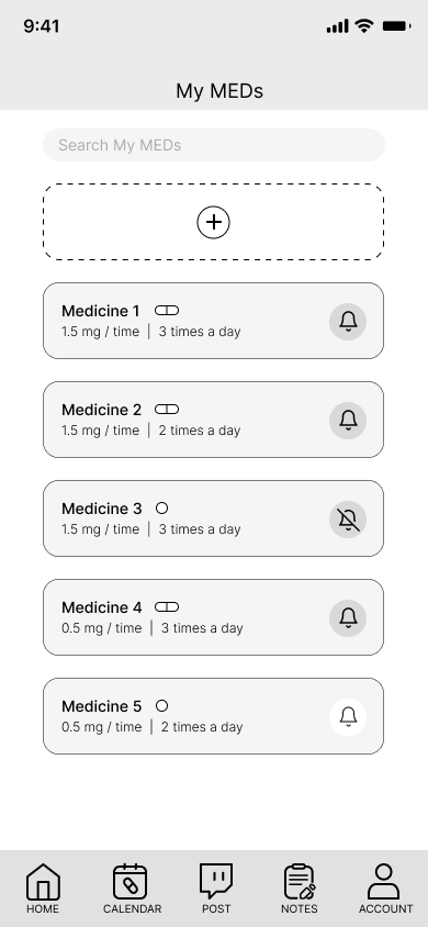 Med List Wireframe